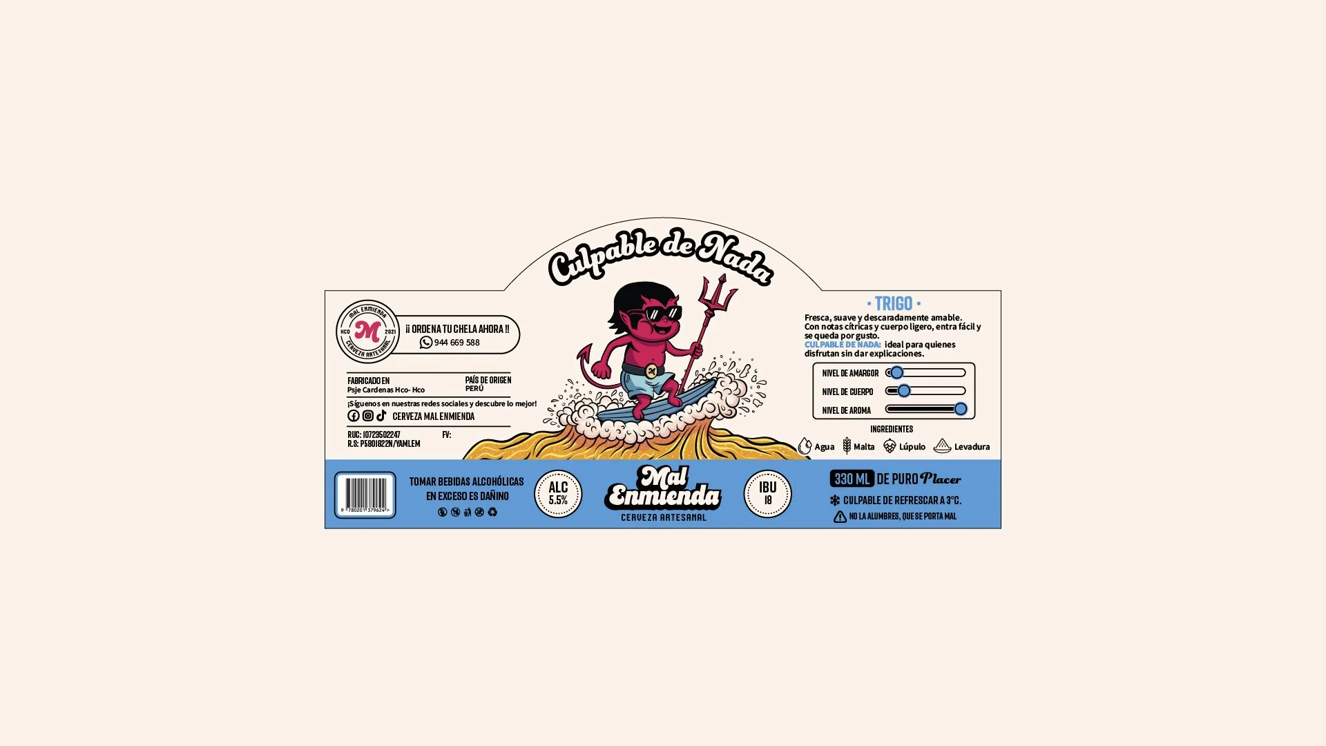 Etiquetas para cerveza artesanal - Diseño para Mal Enmienda
