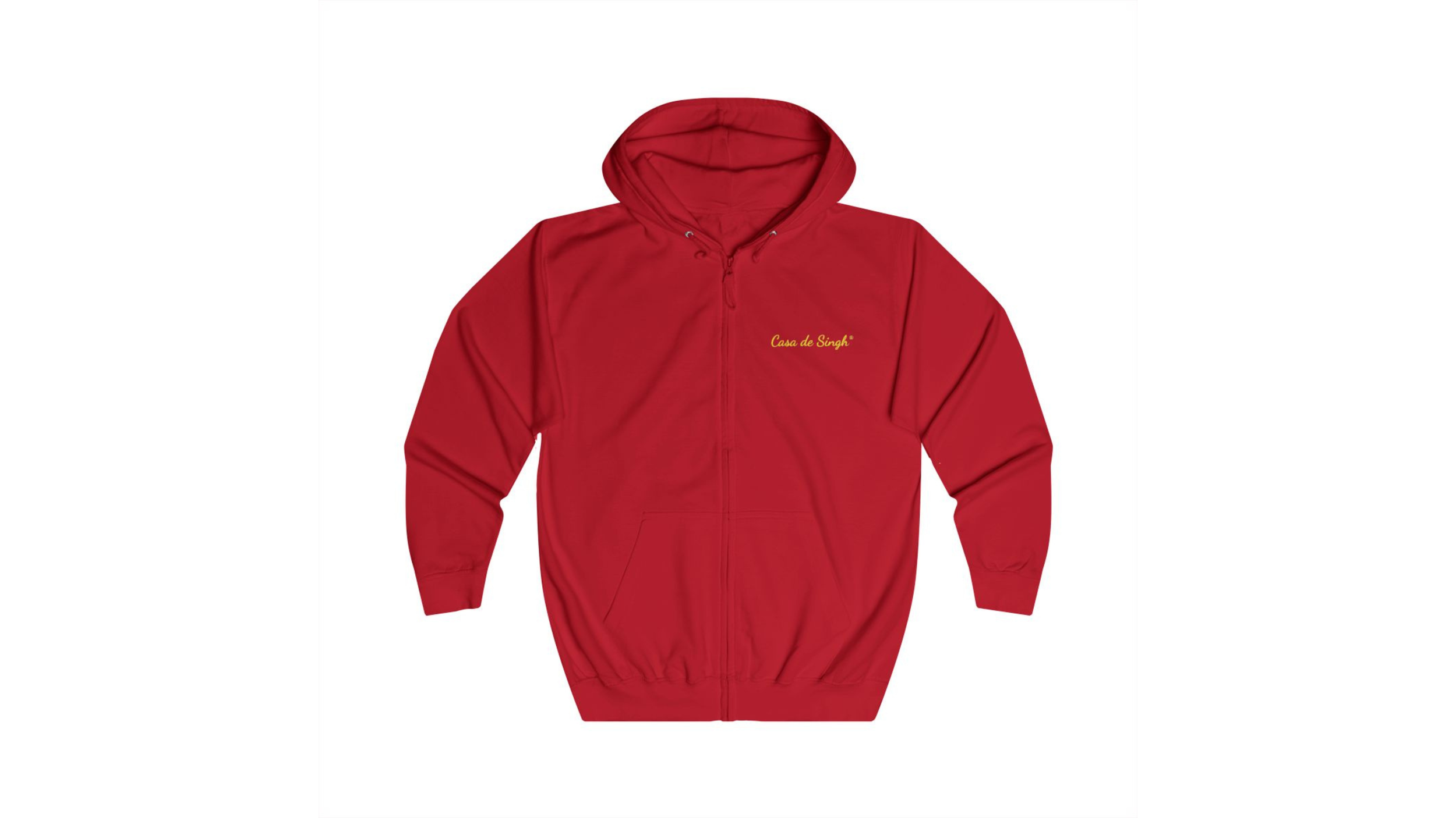 unisex-full-zip-hoodie fire red front 4K.png
