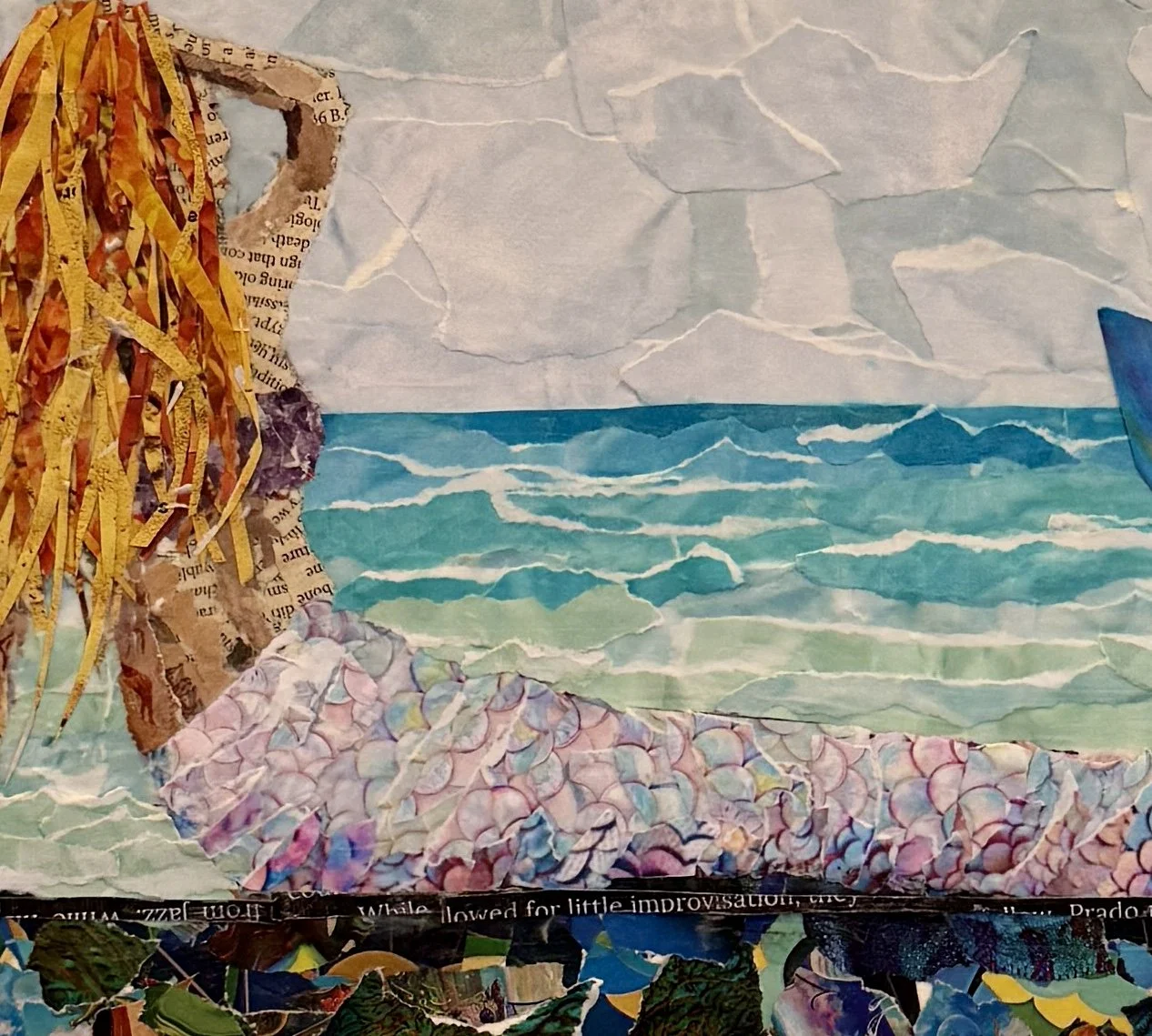 Calling Him 24x18 collage on canvas
