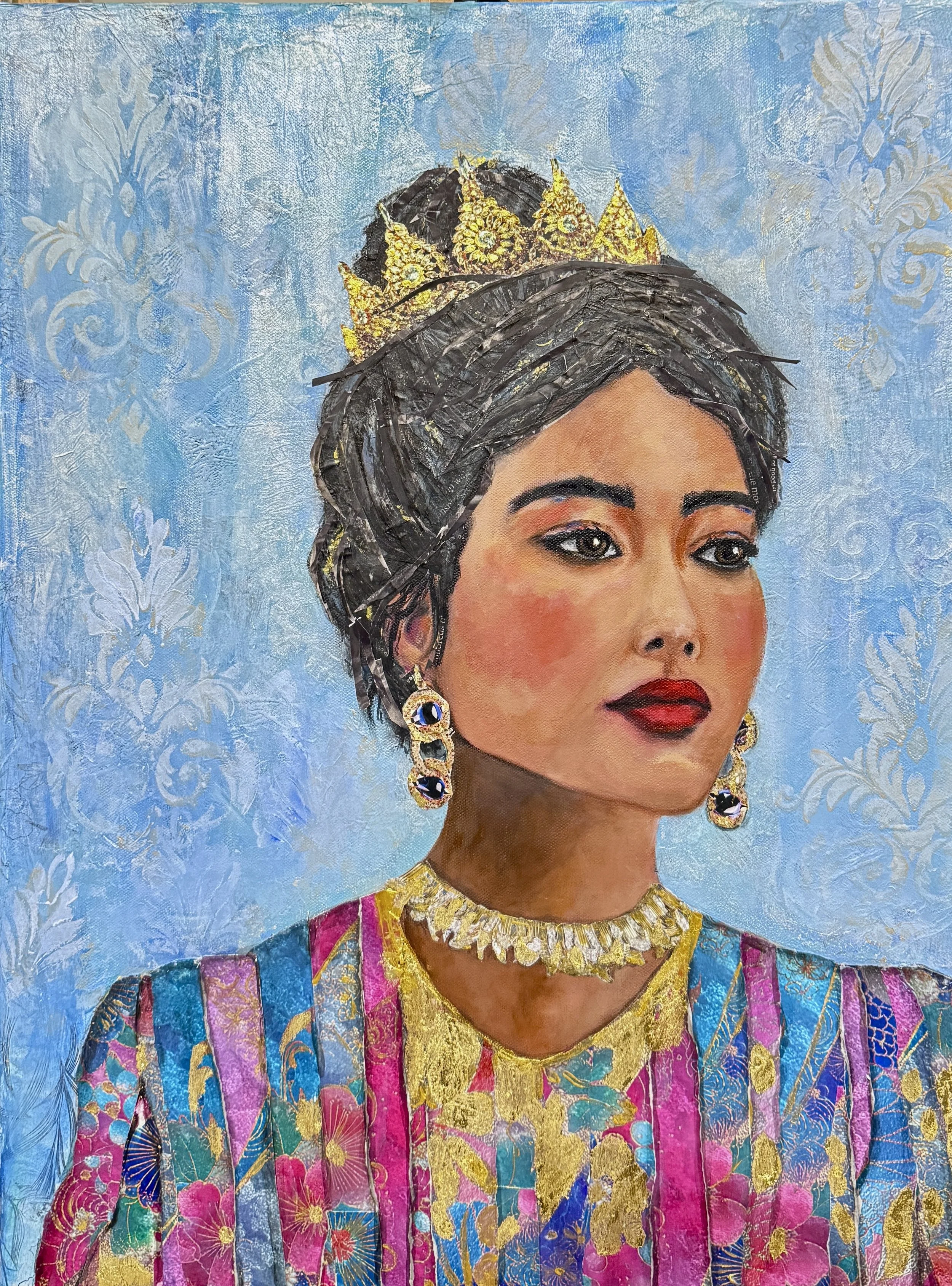 "Born into Royalty" 18x24 mixed media on canvas