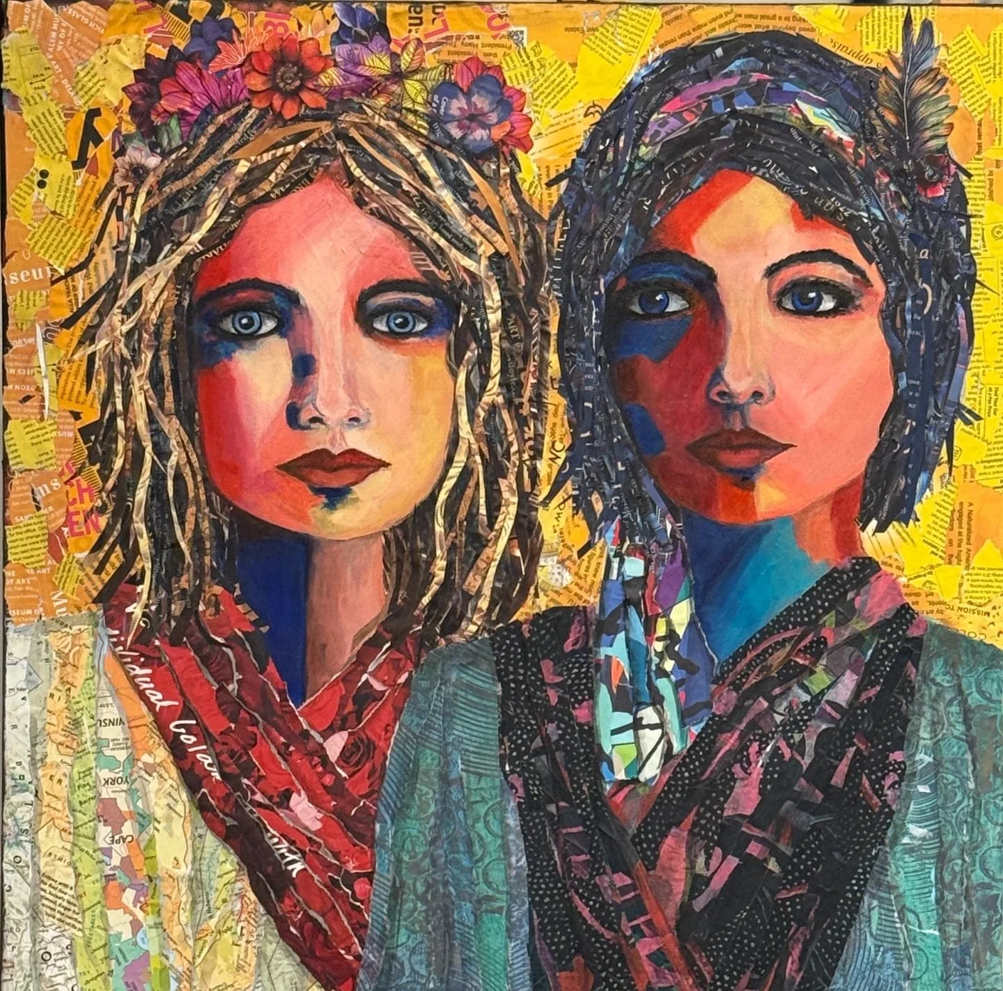 Sisters 24x24 Mixed Media 