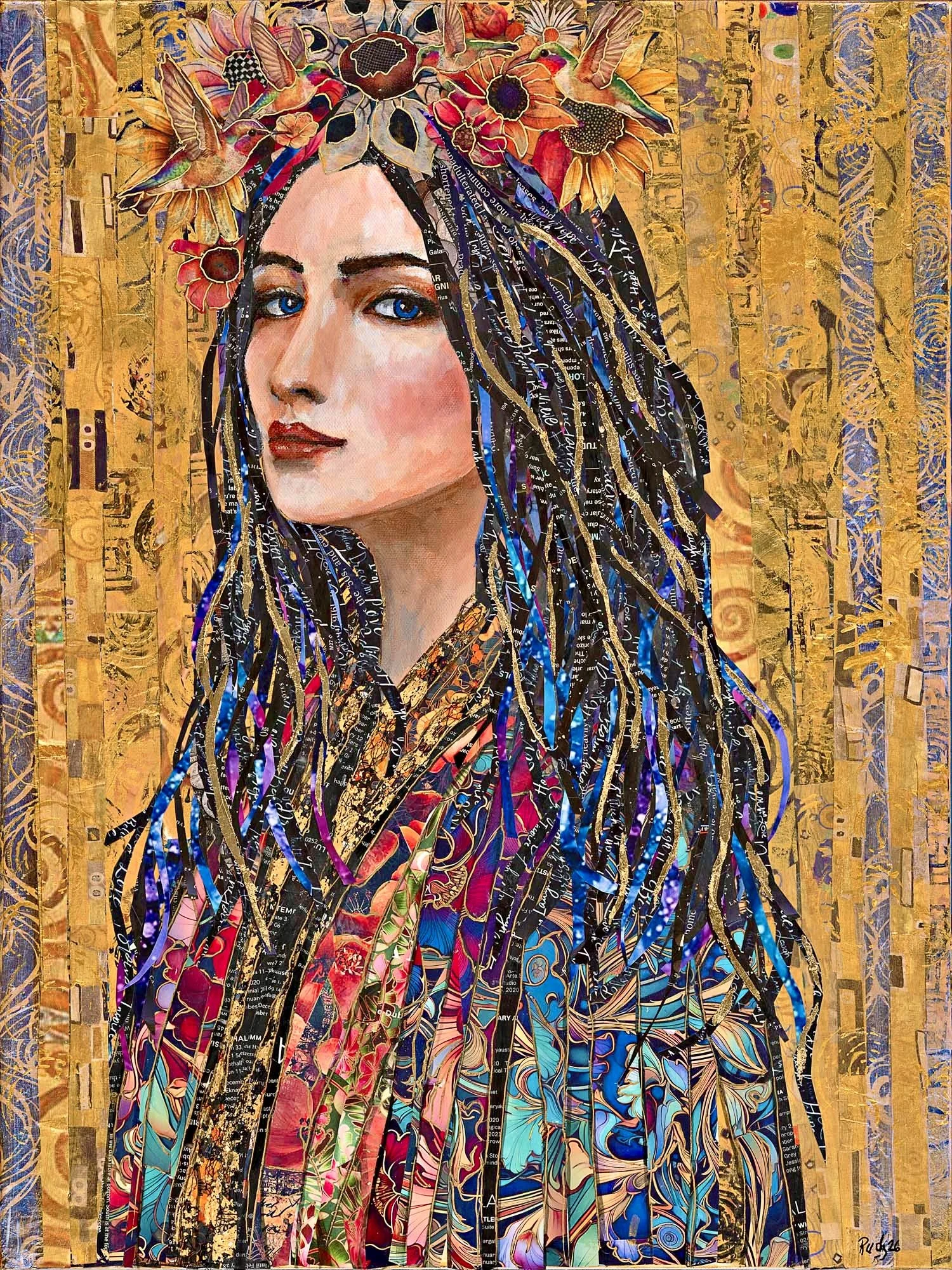She Has A Secret 18x24 mixed media on canvas