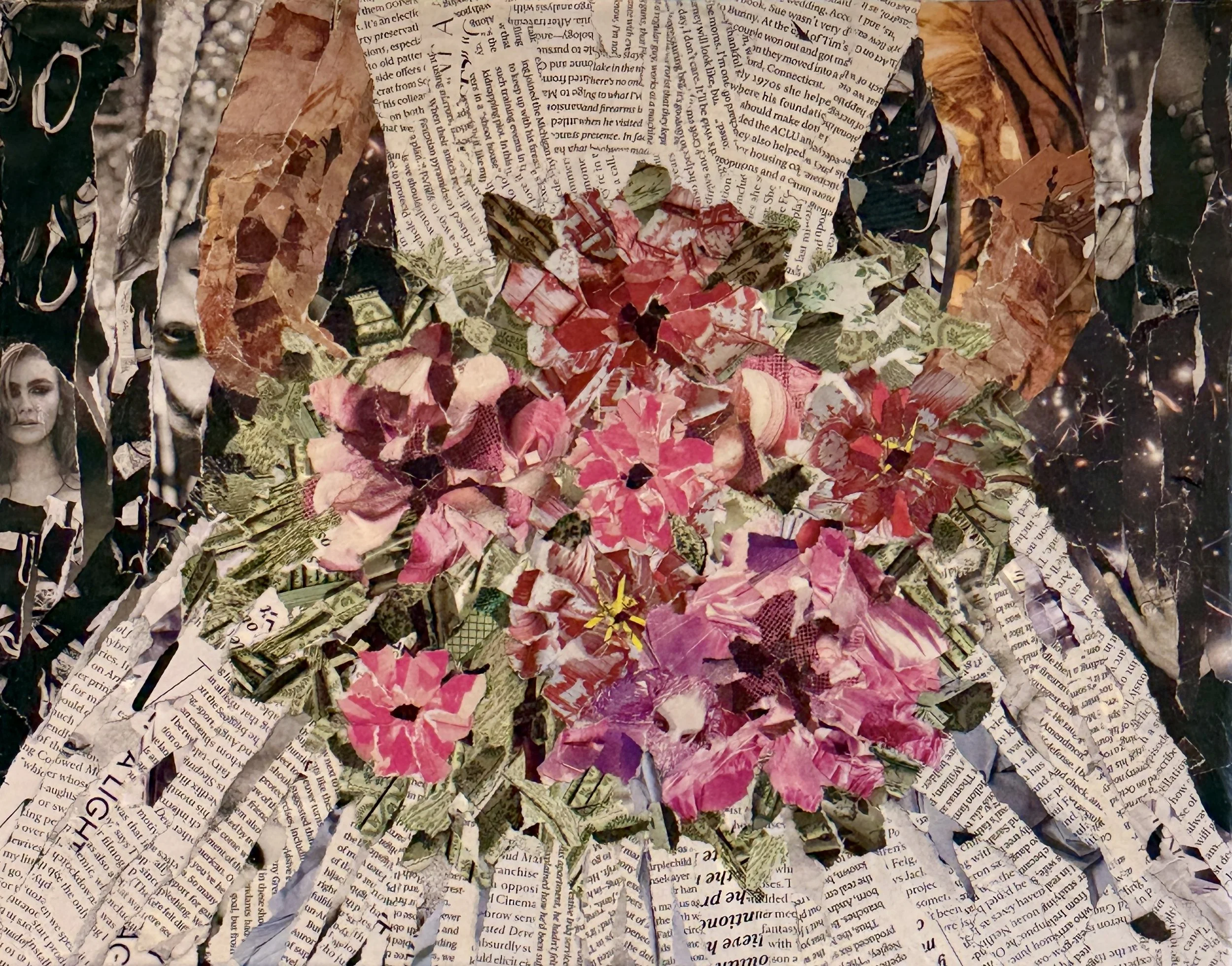 Her Bouquet 11x14 collage on canvas