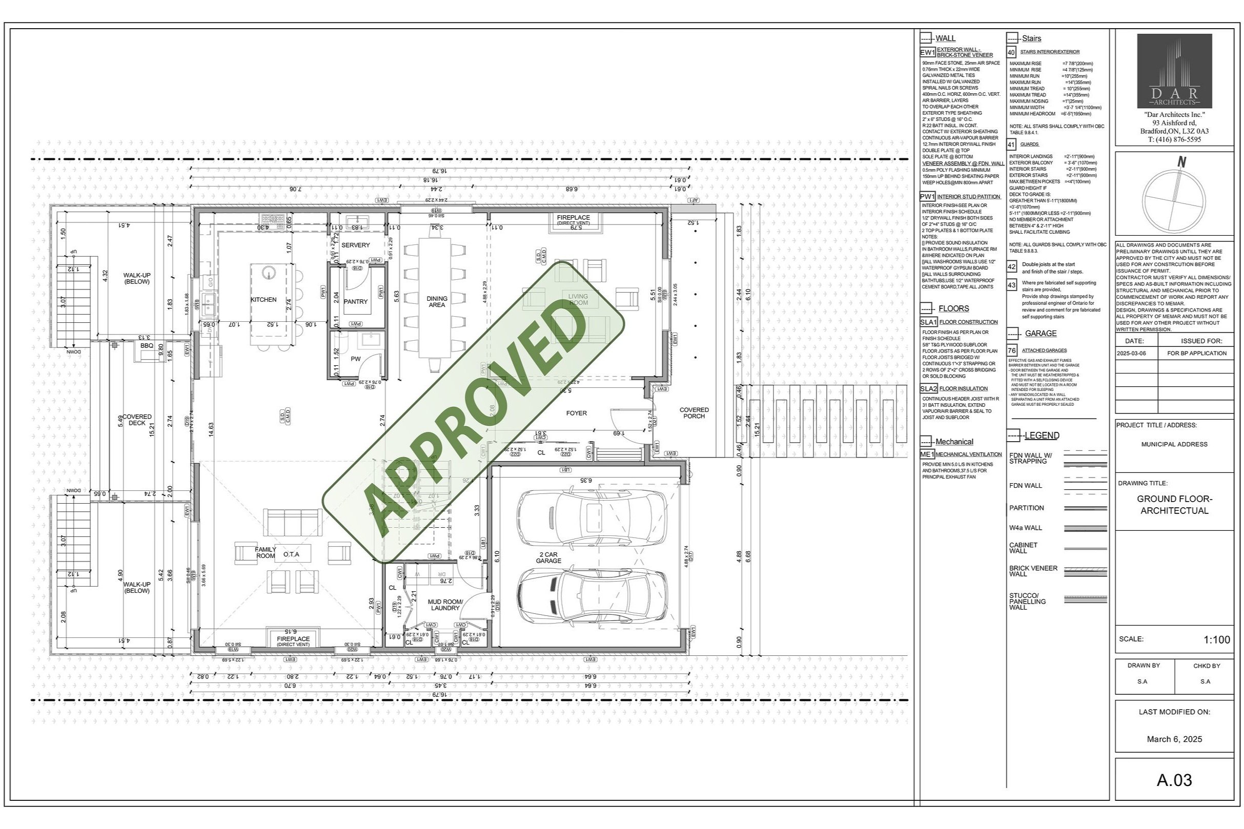 Sample approved ground floor plan design by Dar Architects Inc.