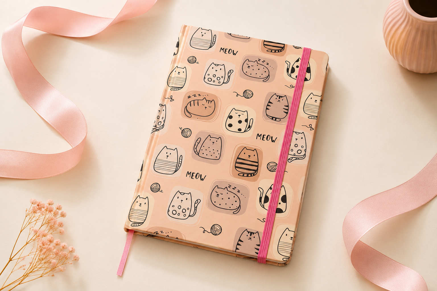 A5 Lined Notebook, Cat lovers - 80 Sheets