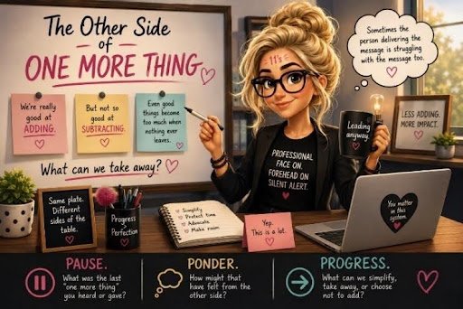 Caricature image of a female teacher working on a laptop computer at her desk.