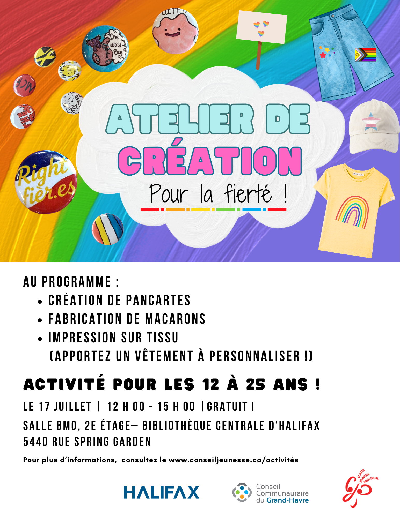 Atelier gratuit pour les jeunes francophones avant la Halifax Pride