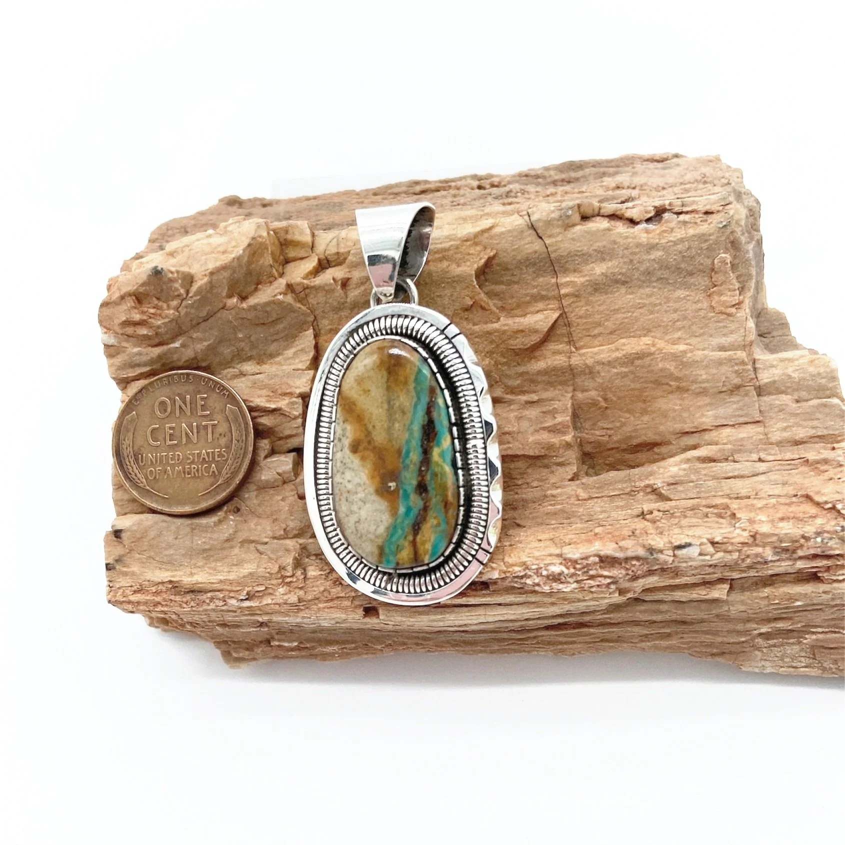 Handmade Sterling Silver and Royston Boulder Turquoise Pendant- Walter Vandever, Diné (Navajo)