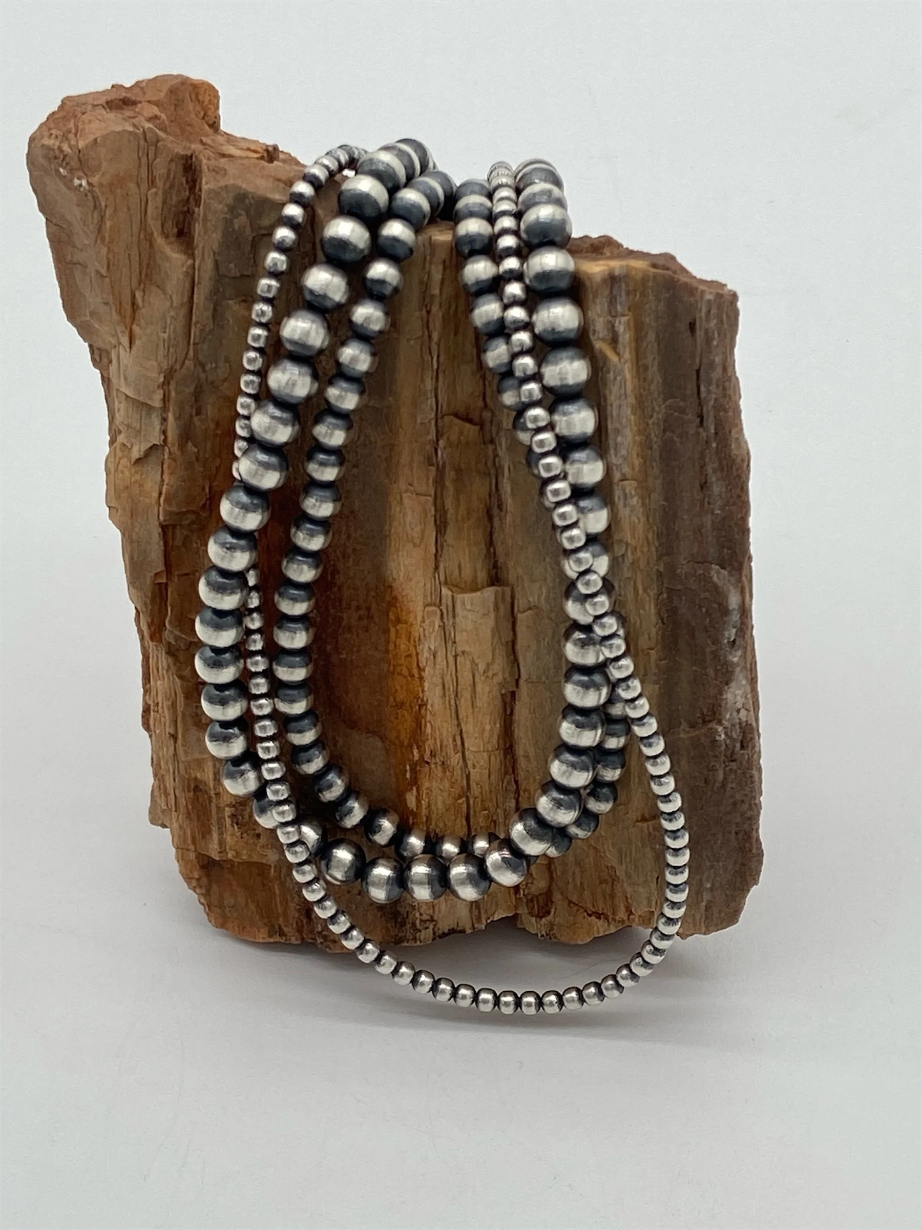 Hand Strung Machine-Made Sterling Silver Pearls, Theresa Bowman, Dine'