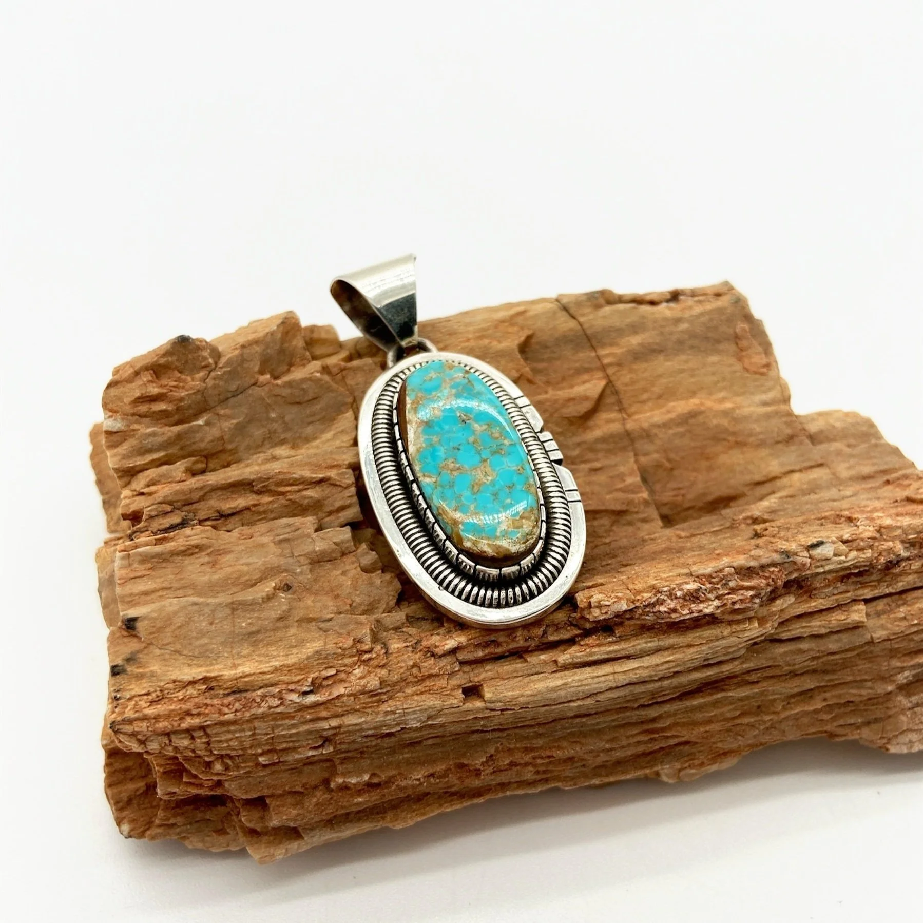 Handmade Turquoise and Sterling Silver Pendant-Walter Vandever, Diné (Navajo)