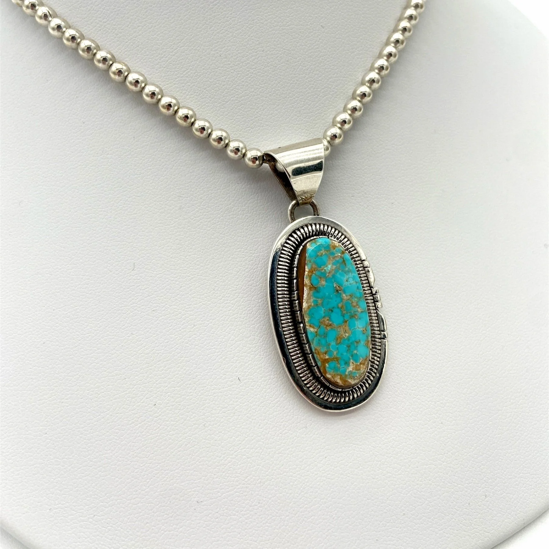 Handmade Turquoise and Sterling Silver Pendant-Walter Vandever, Diné (Navajo)