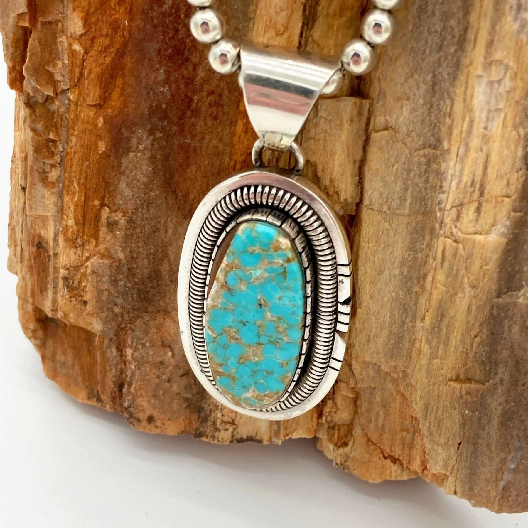 Handmade Turquoise and Sterling Silver Pendant-Walter Vandever, Diné (Navajo)