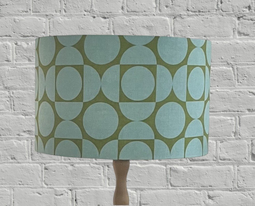 Blue & Olive Green Geometric Lampshade