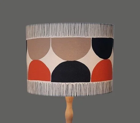 Striped Orange, Black & Camel Retro Lampshade