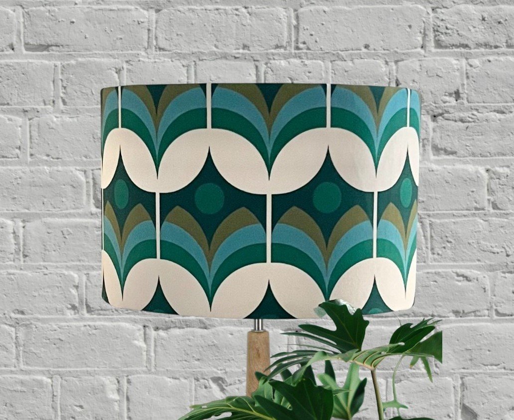 Green, Turquoise, Olive Mid Century/ Retro Lampshade