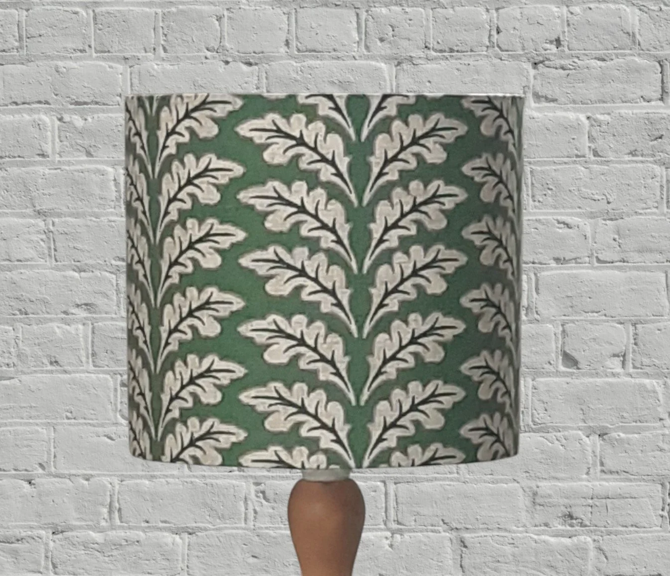 Green Leaf Contemporary Lampshade, Drum Lamp Shade, Fabric Designed in UK, Lampshade Handmade in Australia