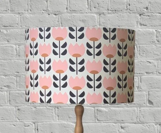Spring 'Tulip' Pink, Cream & Rust Lampshade