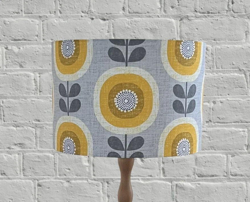 Yellow & Grey Mid Century/Retro Lampshade