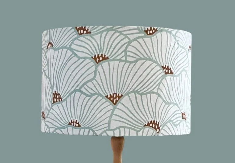 Duck Egg Blue Abstract Floral Lampshade