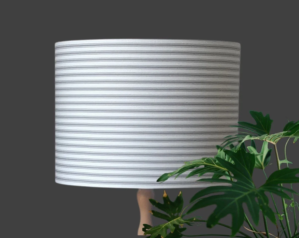 Charcoal, Light Grey or Blue Striped Ticking Lampshade