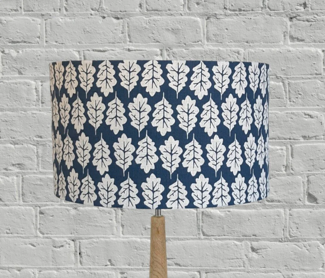 Navy & Taupe Oak Leaf Contemporary Lampshade