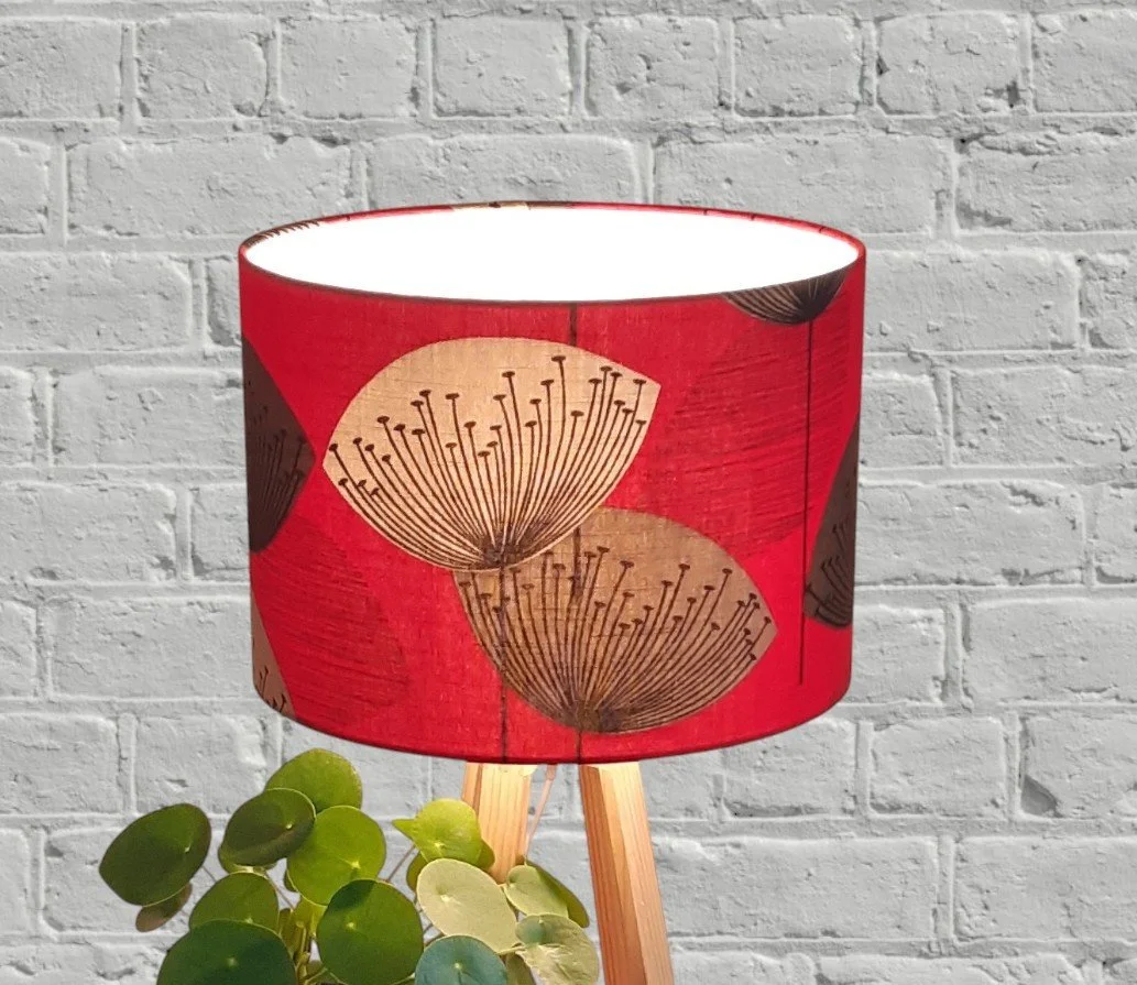 Sanderson 'Dandelion Pods' Red Lampshade