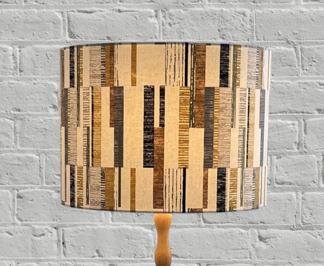 Abstract Mustard, Grey Striped Lampshade