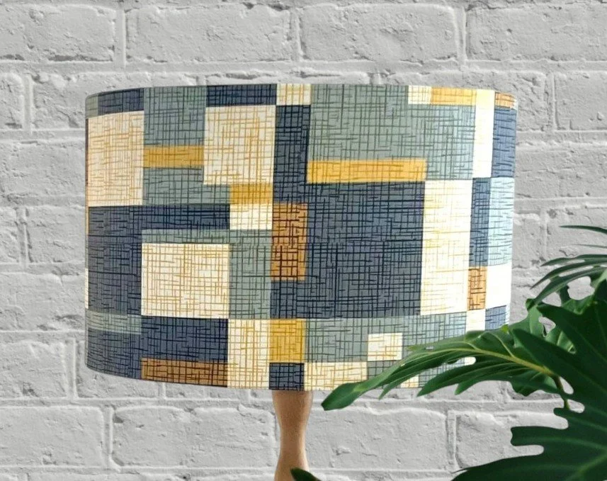 Mustard, Duck Egg Blue, Grey Mid Century Lampshade