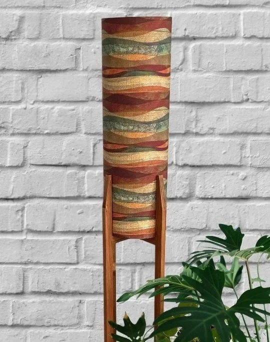Mid Century Blackwood Rocket Lamp |  Wavy Sandstone Lampshade