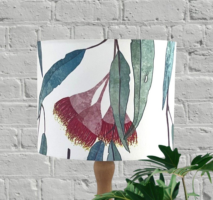 Eucalyptus White, Green & Red Small Lampshade