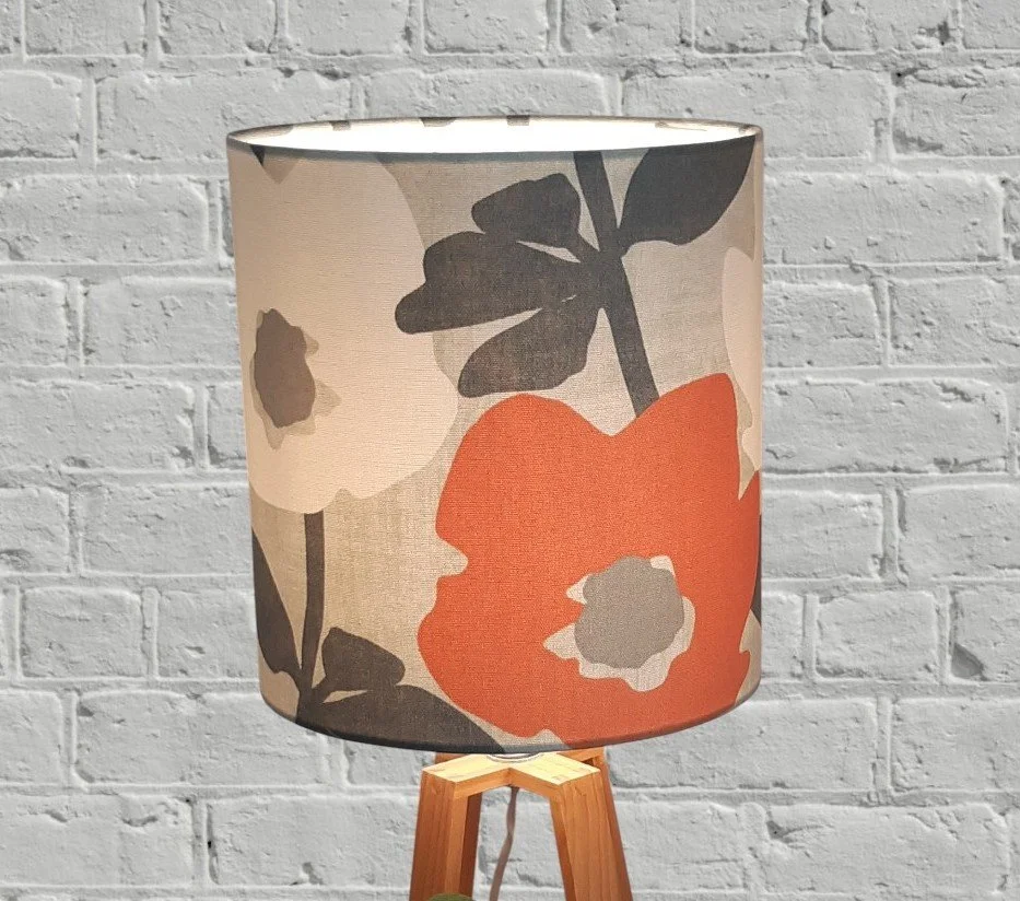 Abstract Floral, Orange & Grey Lampshade