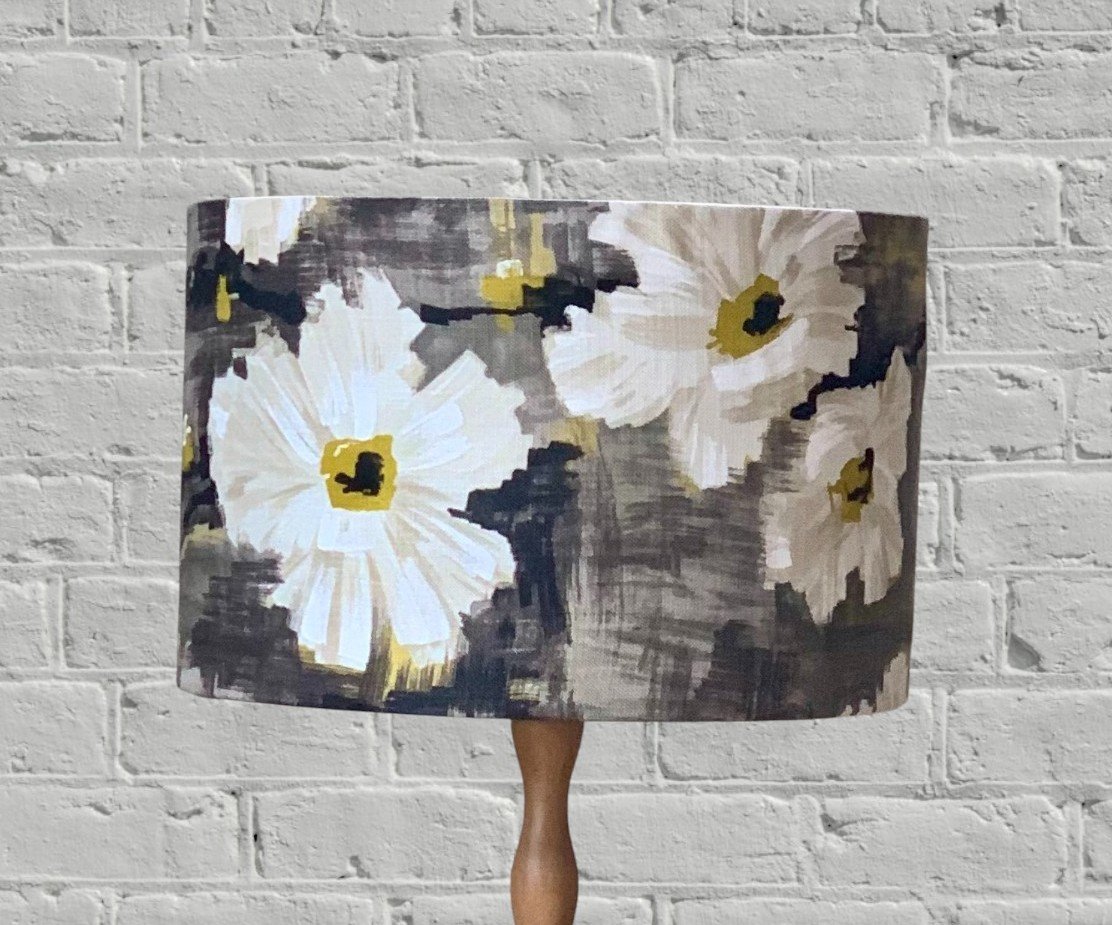 Lamp Shade - Grey, Mustard, Black, Yellow, Turquoise (2 different shades) | Designer Linen UK Fabric |  Lampshade Handmade in Australia
