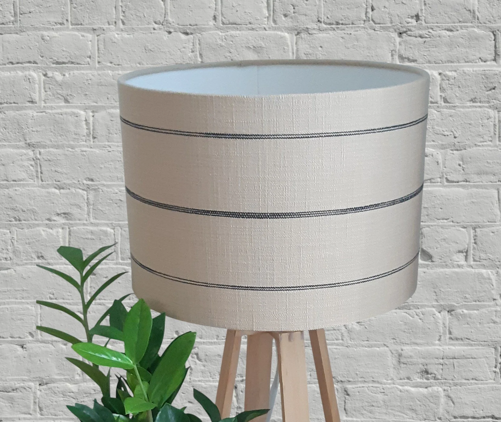Sandy/Biscuit & Black Striped Lampshade