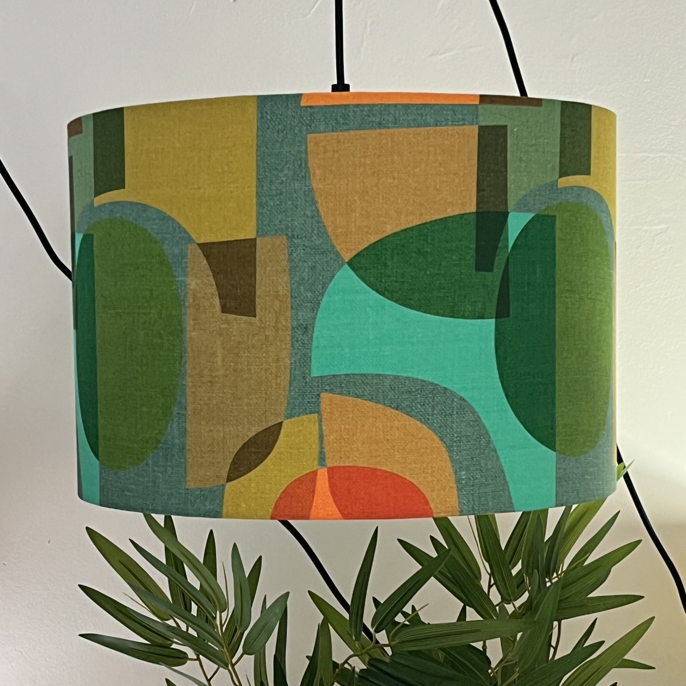 Green & Mustard Geometric Lampshade