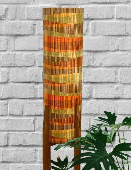 Mid Century Rocket Lamp | Solid Blackwood Base | Orange, Green MCM Shade