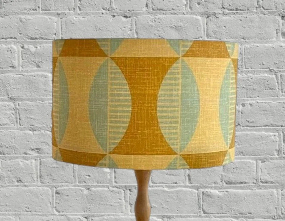 Mustard, Duck Egg Blue, Mid Century Lampshade