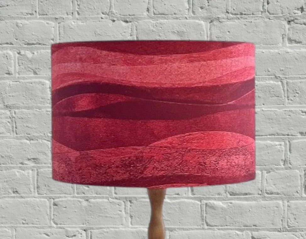 Shades of Red, Textured Wavy Mid Century Lampshade
