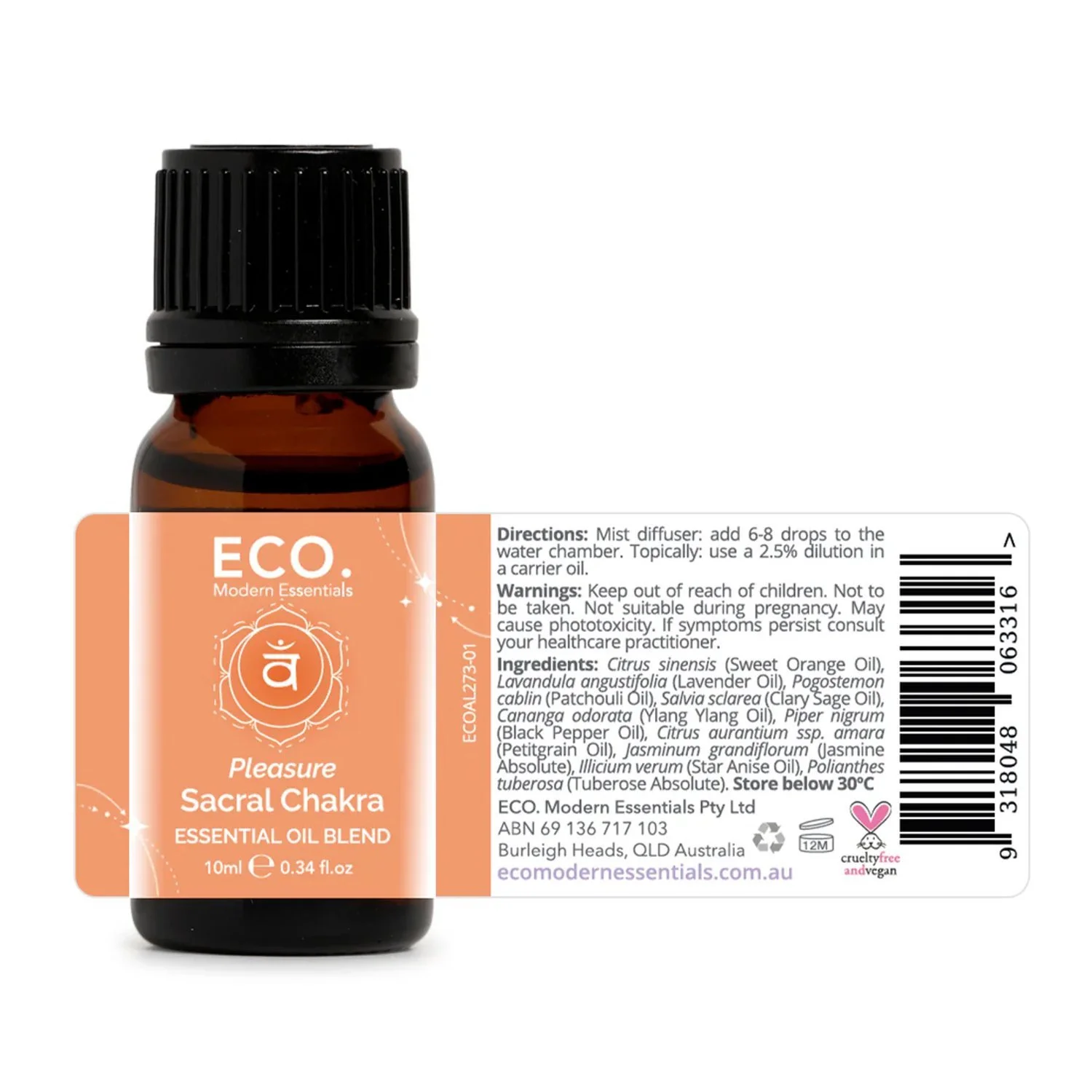 Healergy’s Sacral Chakra essential oil blend. Reiki-charged for emotional flow, sensuality, and creative energy. 10ml amber bottle.
