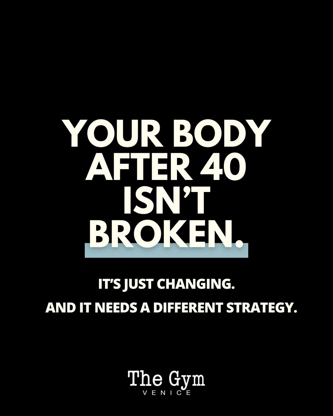 After 40, training isn&rsquo;t about chasing numbers &mdash; it&rsquo;s about building resilience.

We focus on strength, nutrition, and recovery so your body stays powerful, mobile, and ready for life.

If you&rsquo;re ready to train smarter, we&rsq