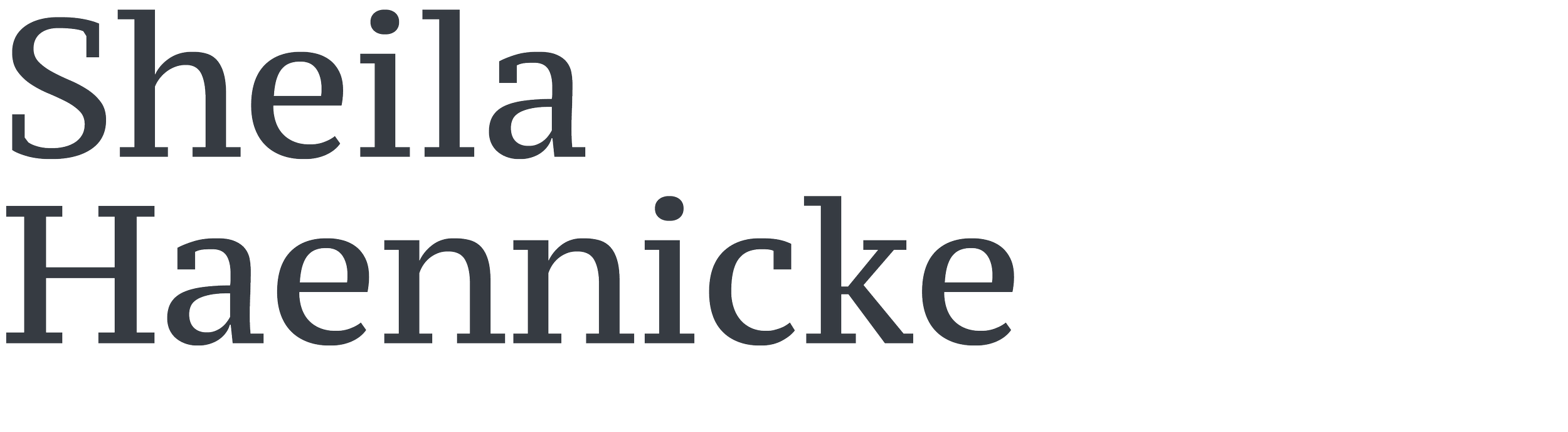 Text with the words 'Sheila Haenicke' in a bold, stylized font.