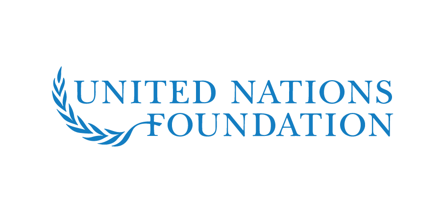 Logo of the United Nations Foundation featuring a stylized laurel wreath and the text 'United Nations Foundation' in blue.