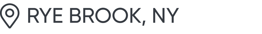 Text indicating the location Rye Brook, NY with a location icon.