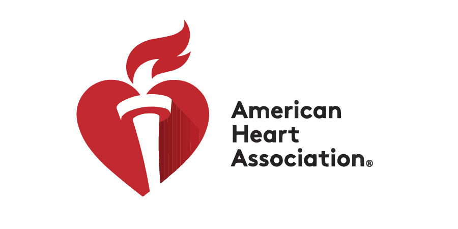 Logo of the American Heart Association featuring a red heart with a torch and flame, with the organization's name to the right.