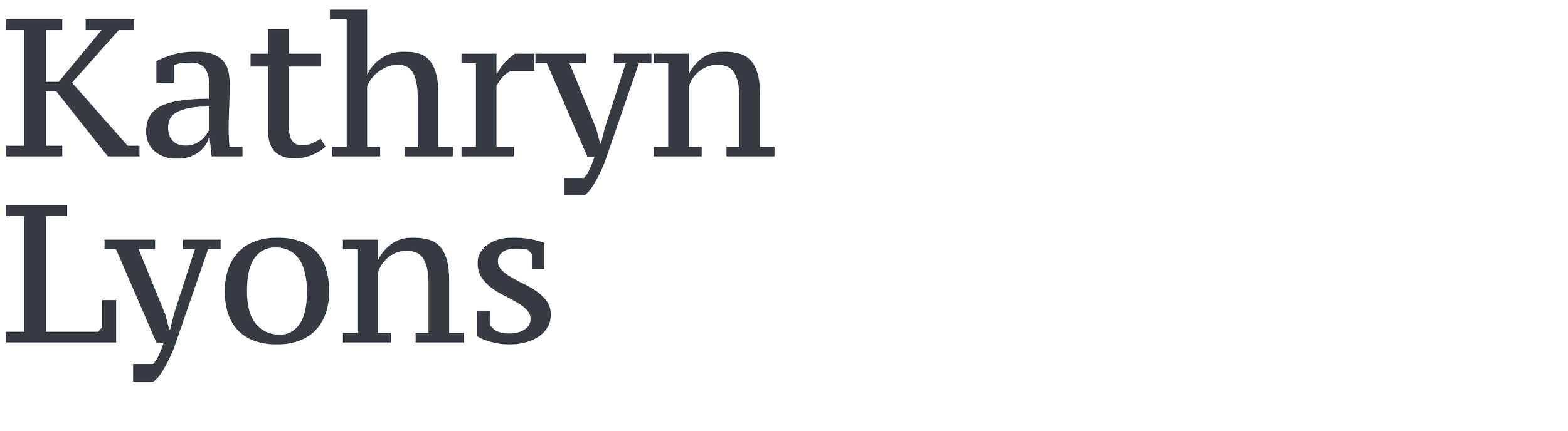 The image features text that reads 'Kathryn Lyons' with a black background.