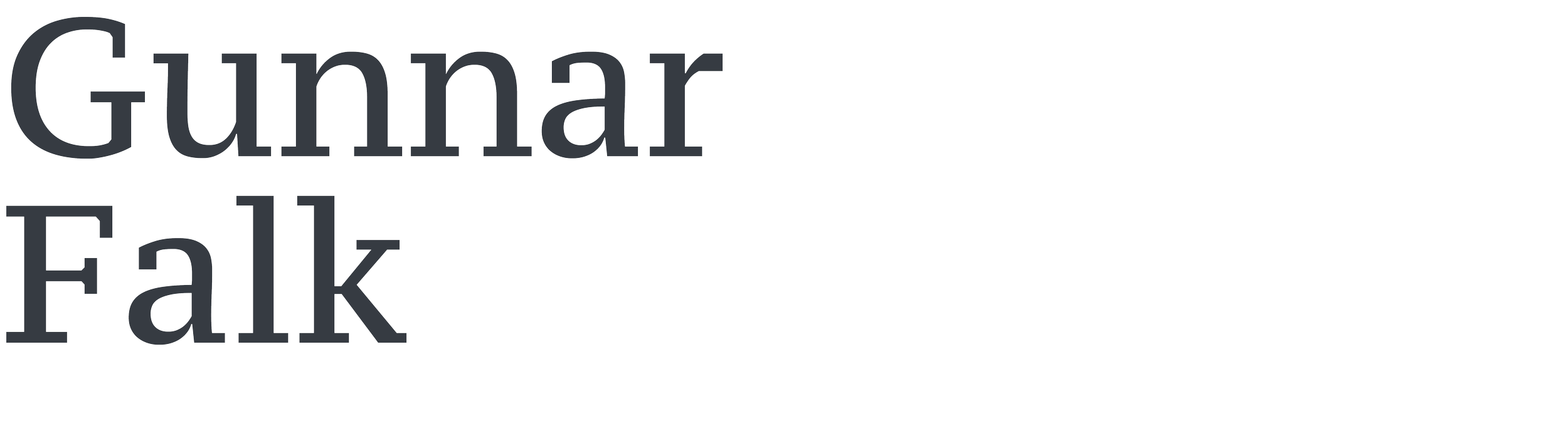 Text in dark gray says 'Gunnar Falk' on a black background.