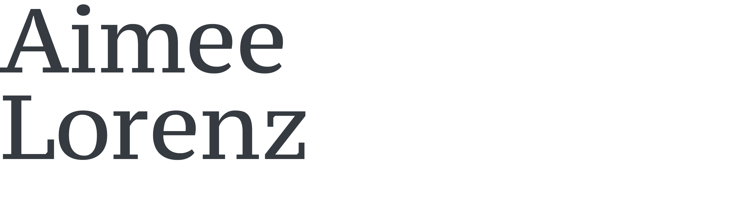 A black logo with the words 'Aimee Lorenz' in a modern font, with 'Aimee' above 'Lorenz'.
