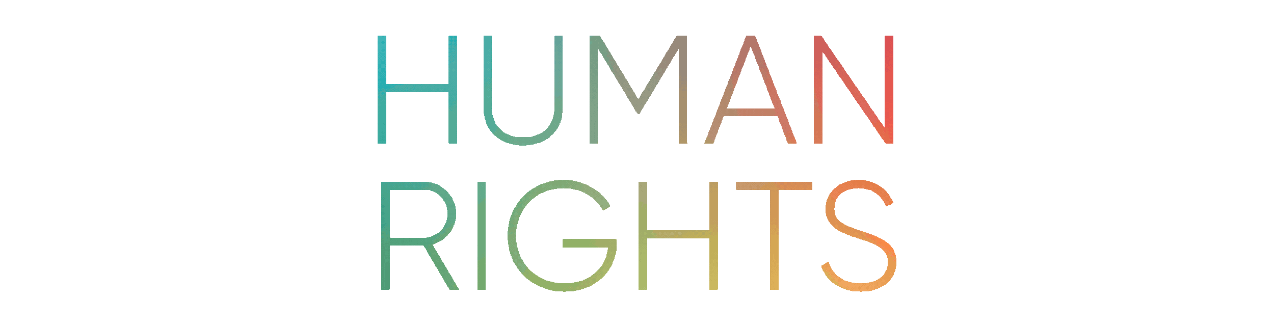 Colorful text that says "HUMAN RIGHTS"