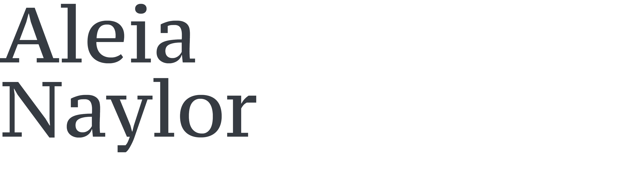 Text graphic with 'Alea Naylor' in large black font on a white background.