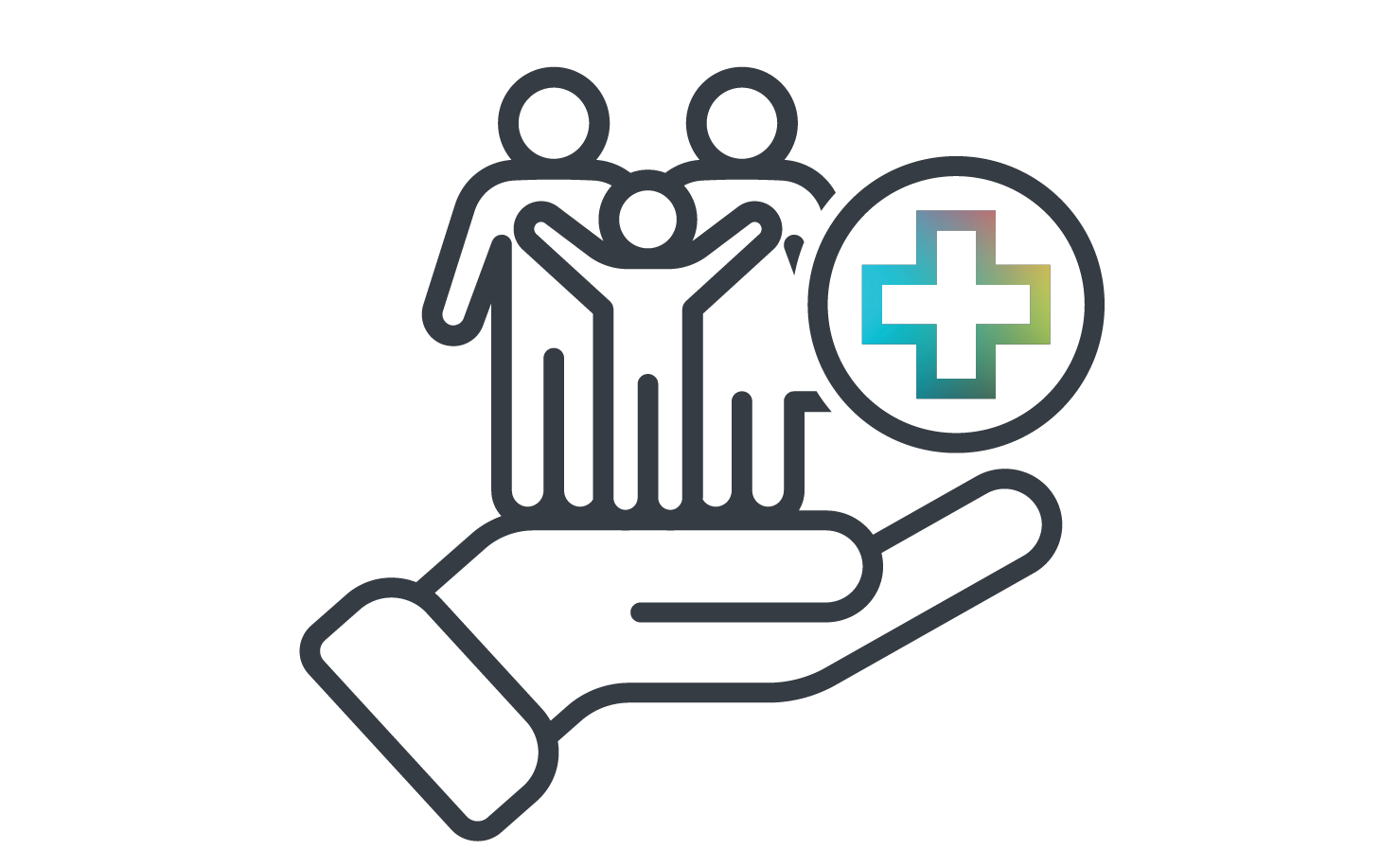 Diagram illustrating a location pin icon connecting to four different app icons: a camera, a clock, a video camera, and a music note.