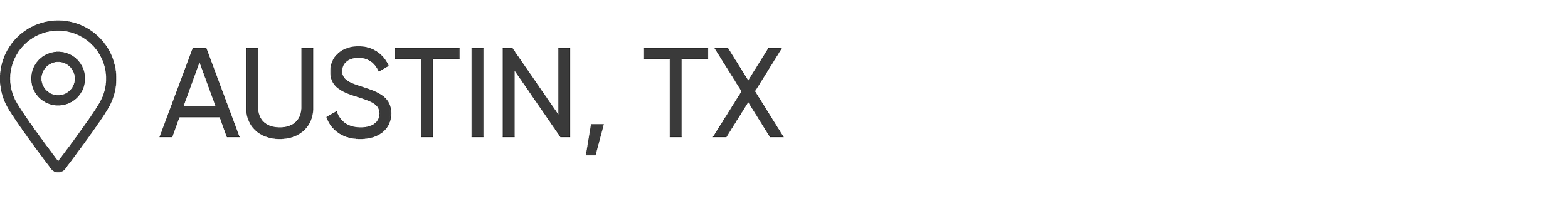 A logo with a map pin icon and the text 'Austin, TX' indicating a location in Austin, Texas.
